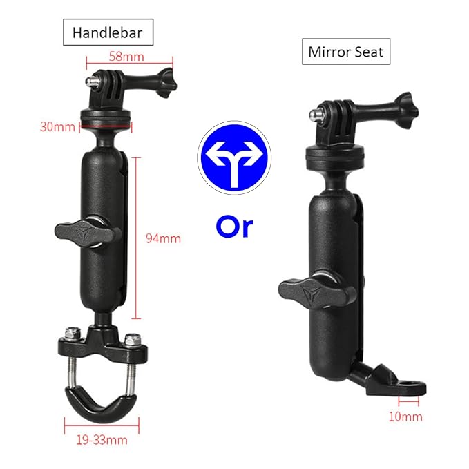 GOPRO/INSTA360/ACTION-CAMERA - BIKE MIRROR+HANDLE MOUNT