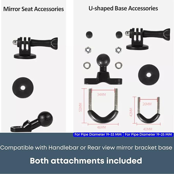 GOPRO/INSTA360/ACTION-CAMERA - BIKE MIRROR+HANDLE MOUNT