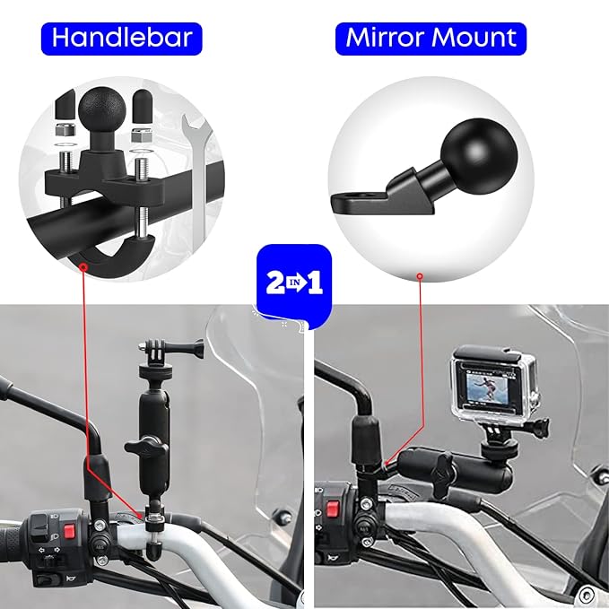 GOPRO/INSTA360/ACTION-CAMERA - BIKE MIRROR+HANDLE MOUNT