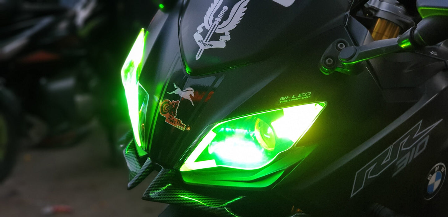MOTOTRENDZ HEADLIGHT PROTECTOR TVS APACHE RR310 - NEON GREEN