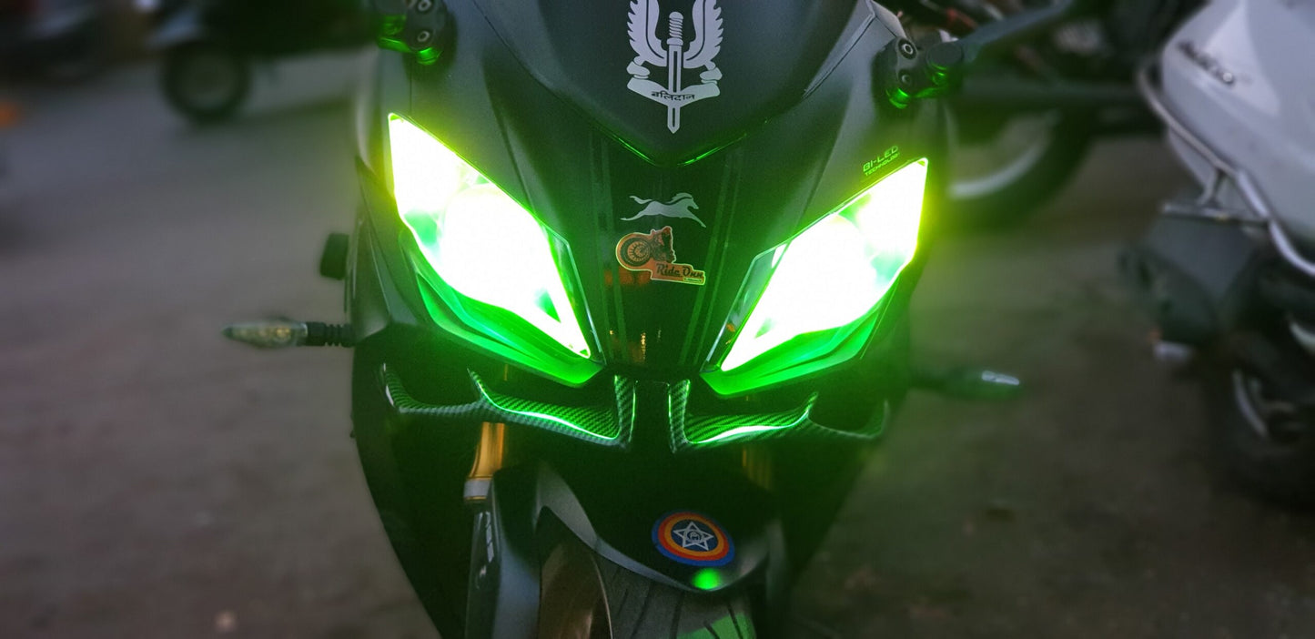 MOTOTRENDZ HEADLIGHT PROTECTOR TVS APACHE RR310 - NEON GREEN