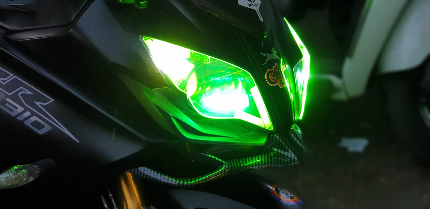 MOTOTRENDZ HEADLIGHT PROTECTOR TVS APACHE RR310 - NEON GREEN