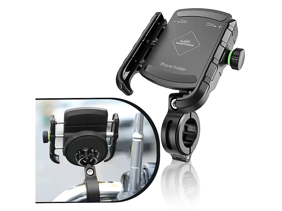 GRANDPITSTOP JAW GRIP MOBILE HOLDER ALUMINIUM WITHOUT CHARGER WITH VIBRATION CONTROLLER - BLACK