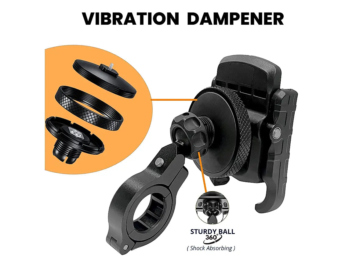 GRANDPITSTOP JAW GRIP MOBILE HOLDER ALUMINIUM WITHOUT CHARGER WITH VIBRATION CONTROLLER - BLACK