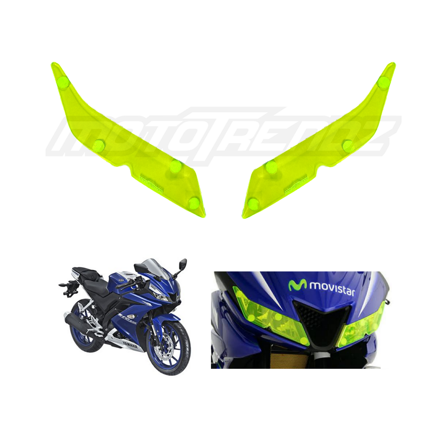 MOTOTRENDZ HEADLIGHT PROTECTOR YAMAHA R15V3 - NEON GREEN