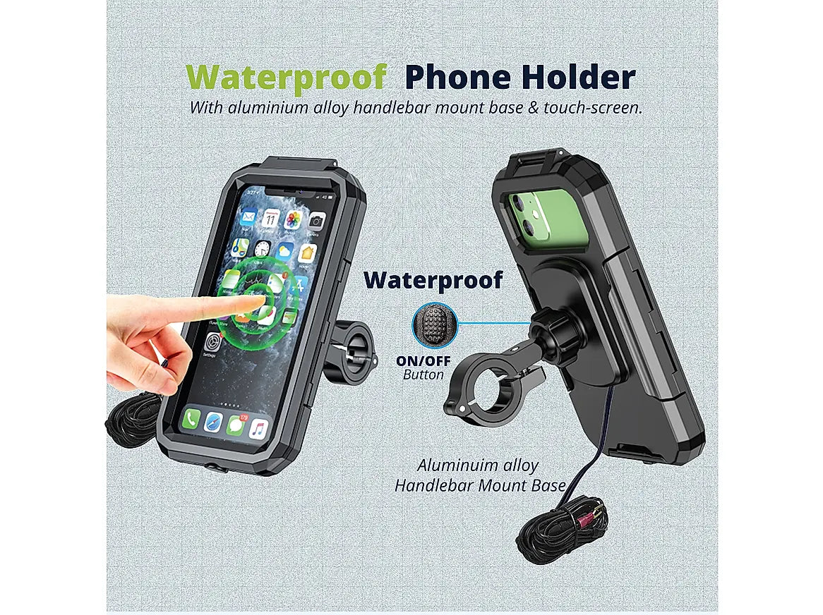 GRANDPITSTOP WATERPROOF CHARGER WITH HANDLE MOUNT MOBILE HOLDER