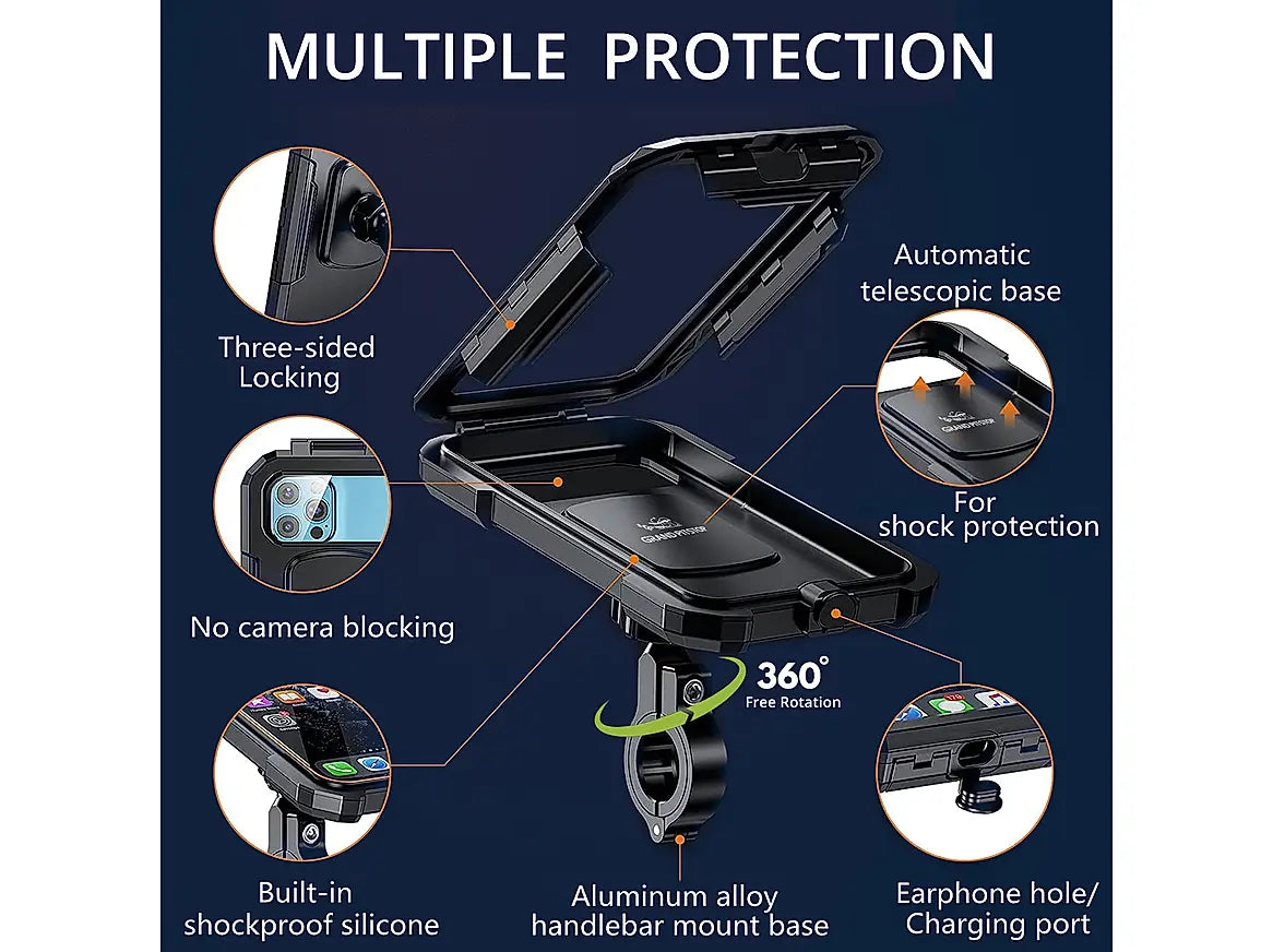 GRANDPITSTOP WATERPROOF CHARGER WITH HANDLE MOUNT MOBILE HOLDER