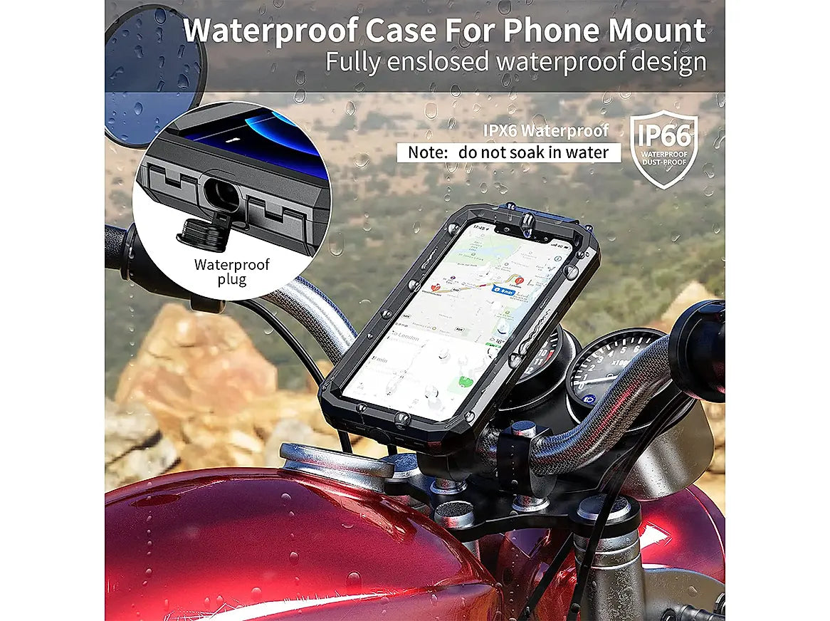 GRANDPITSTOP WATERPROOF CHARGER WITH HANDLE MOUNT MOBILE HOLDER