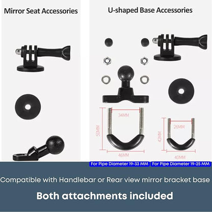 GOPRO/INSTA360/ACTION-CAMERA - BIKE MIRROR+HANDLE MOUNT