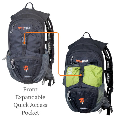 MOTOTECH STEALTH HYDRATION BACKPACK - 8 LITRES - BLACK