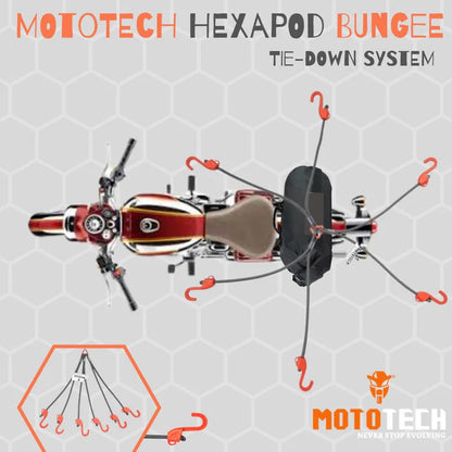 MOTOTECH HEXAPOD BUNGEE TIE-DOWN SYSTEM - 32"-80CMS - GREY ORANGE