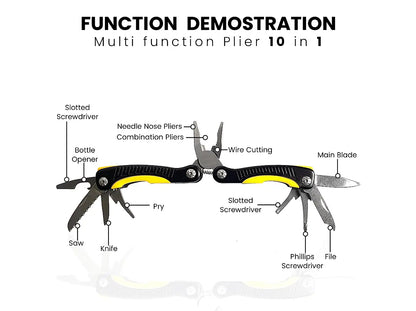 GRANDPITSTOP PREMIUM STAINLESS STEEL SURVIVAL MULTITOOL WITH FOLDING PLIERS